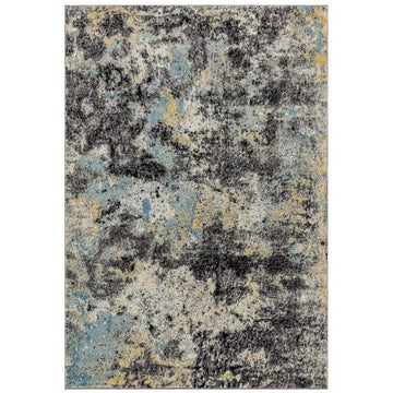 Nova NV32 Abstract Modern Abstract Durable Easy-Care Polypropylene Short Pile Charcoal/Blue/Yellow/Neutral Rug-Asiatic Carpets-Rug Love - The Most Loved Rug Store